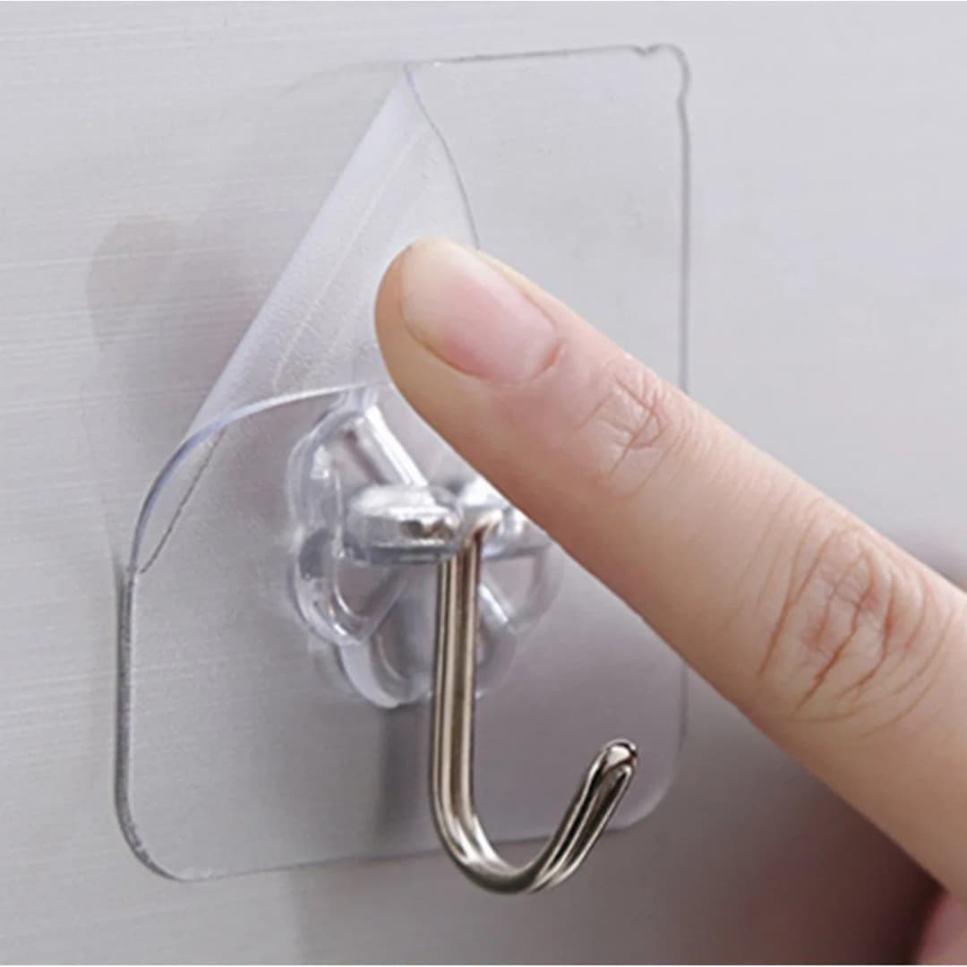 10pcs Transparent Hanger Hook, Waterproof Transparent Adhesive Hooks for Wall thumbnail 6
