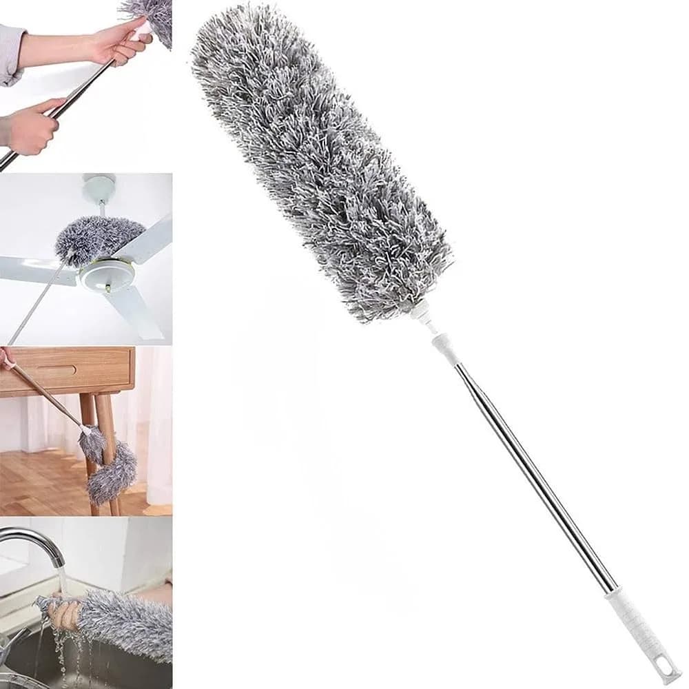 Extendable Flexible Duster for Cleaning Complicated Areas and ceiling fan, Long Handle Microfiber Feather Ceiling Duster for Dust Cleaning with extendable Pole thumbnail 2