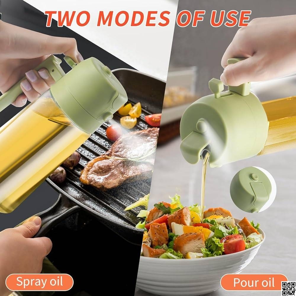 2 in 1 Oil Sprayer and Oil Dispenser Bottle 500ml – Glass Cooking Oil Spray Bottle thumbnail 4