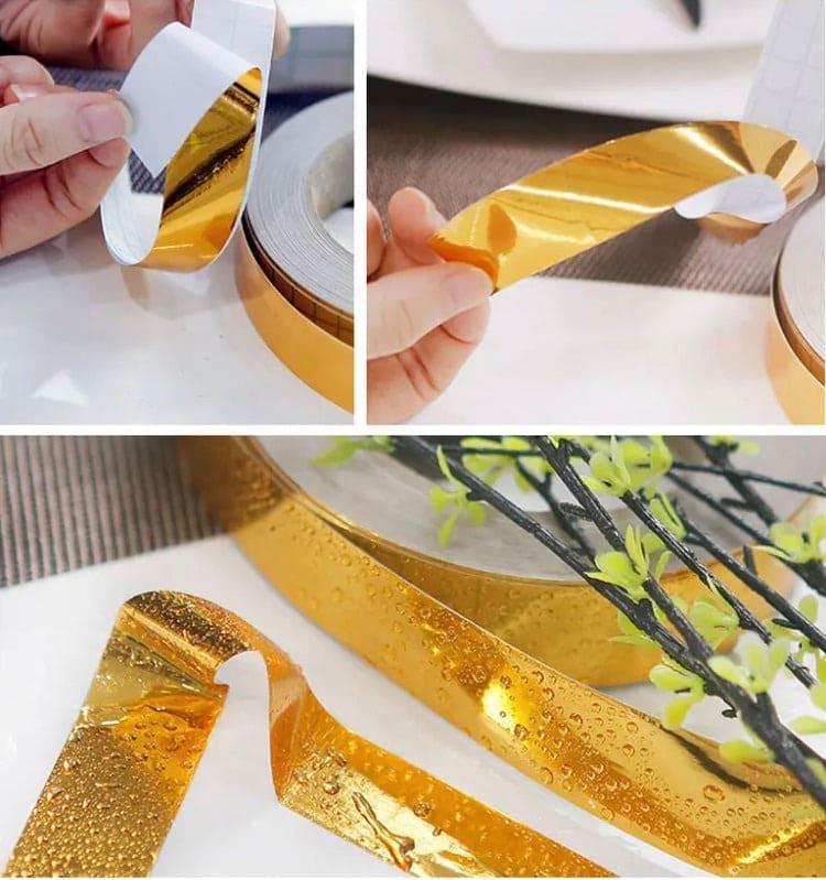 50 Meter Golden Self-Adhesive Waterproof Tile Sealing Tape – Luxury Wall & Floor Gap Sealing Strip for Home Decor thumbnail 4
