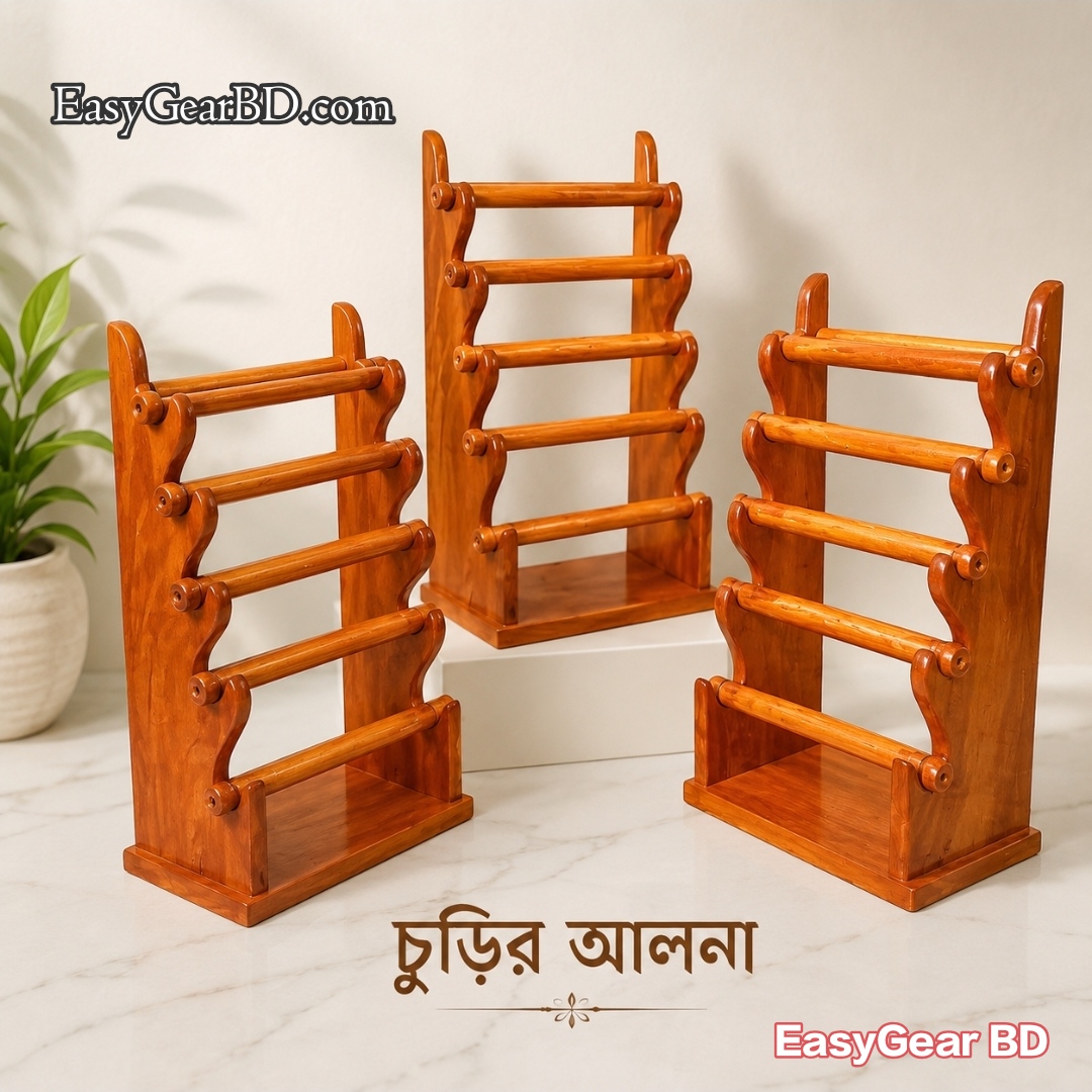 কাঠের চুড়ির আলনা - Churir Alna, Premium Wooden Bangle Organizer Stand - Multi-Tier Bangle Holder & Display Rack thumbnail 3