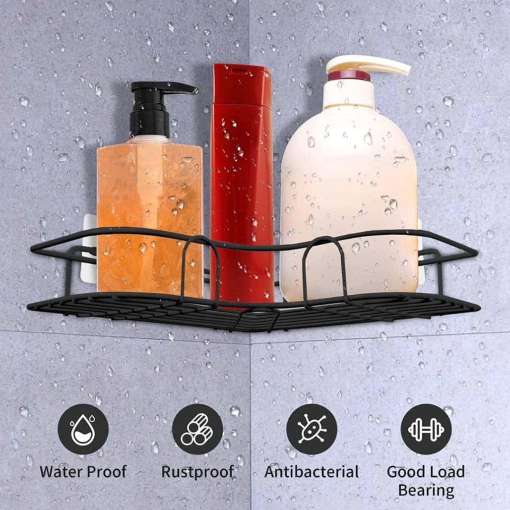 Metal Kitchen Bathroom Corner Rack Storage Shelves with Strong Adhesive Sticker thumbnail 4