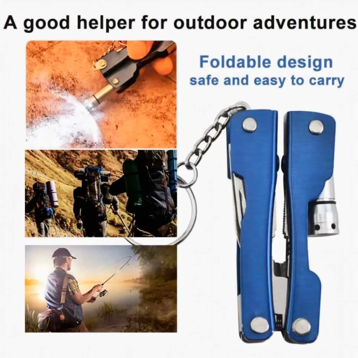 9 in 1 MultiFunctional Hand Piler Tool Keychain, Traveling Tool Micro Pliers Multi function Multi Utility Plier with Built in LED Flash Light thumbnail 7