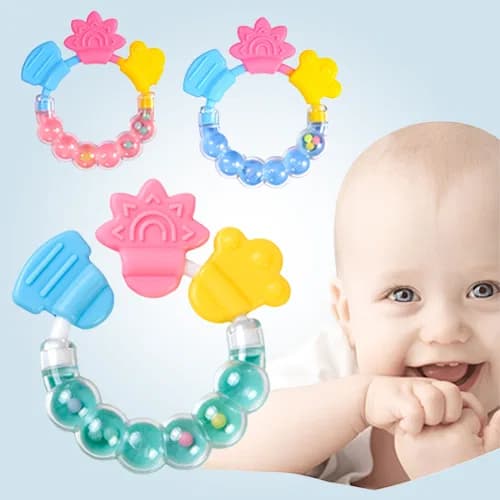 1PC Baby Silicone Teether Rattle Toy – BPA-Free Sensory Grasping Toy thumbnail 5