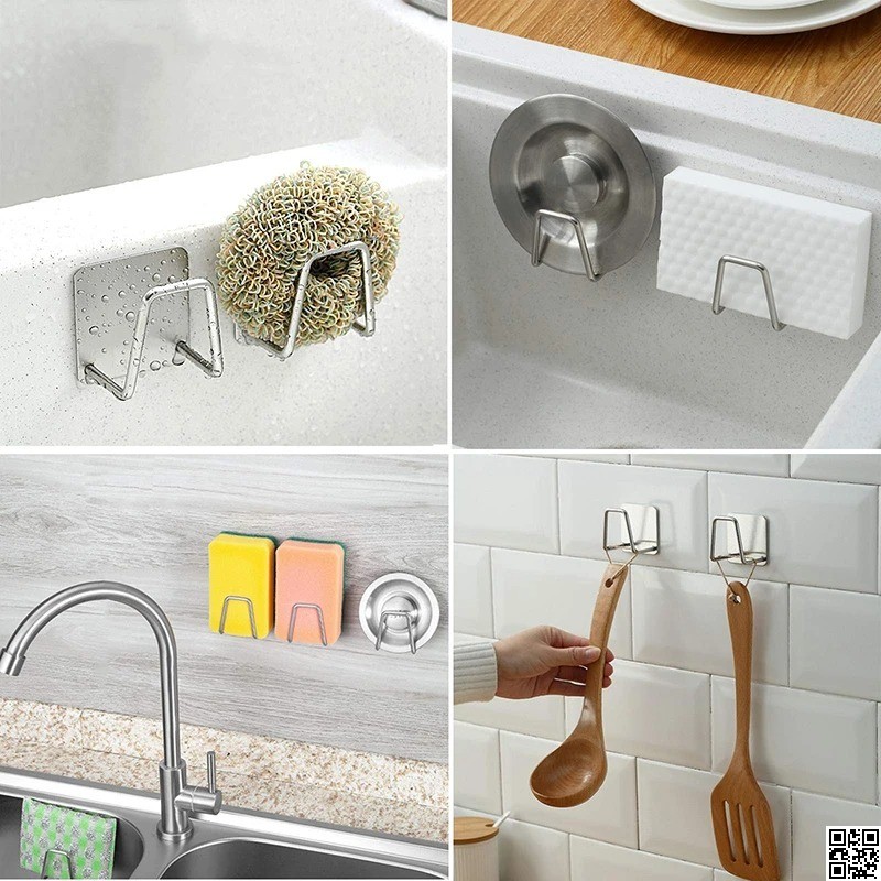 Stainless Steel Adhesive Sponge Holder for Kitchen Sink – No Drilling Required thumbnail 4