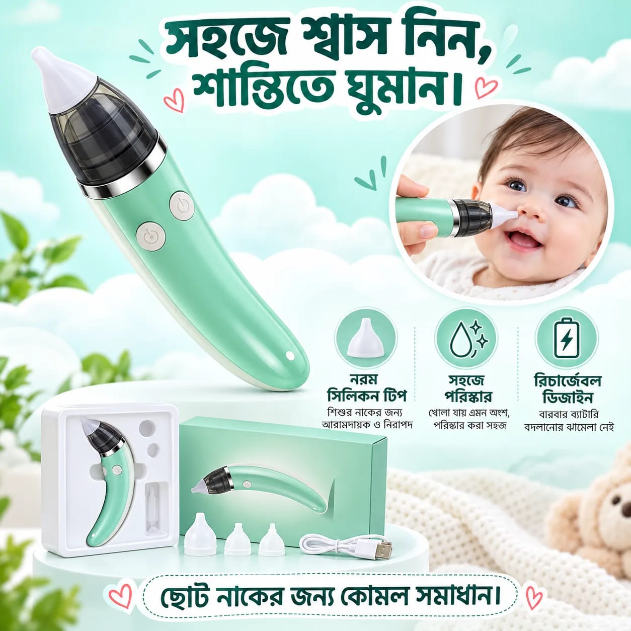 Rechargeable Electric Baby Nasal Aspirator, Kids Health Electric Baby Nose Cleaner, Baby Nasal Aspirator Electric Hygienic Nose Cleaner thumbnail 5