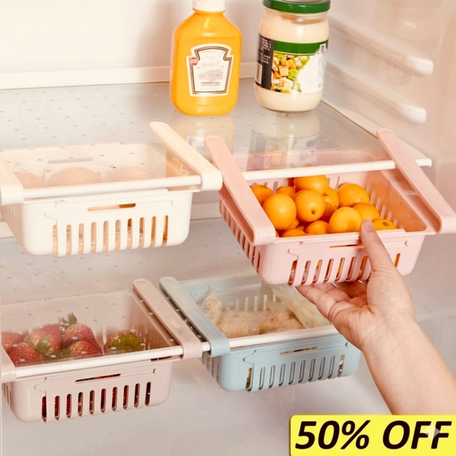 Adjustable Fridge Storage Basket – Expandable Refrigerator Organizer Drawer