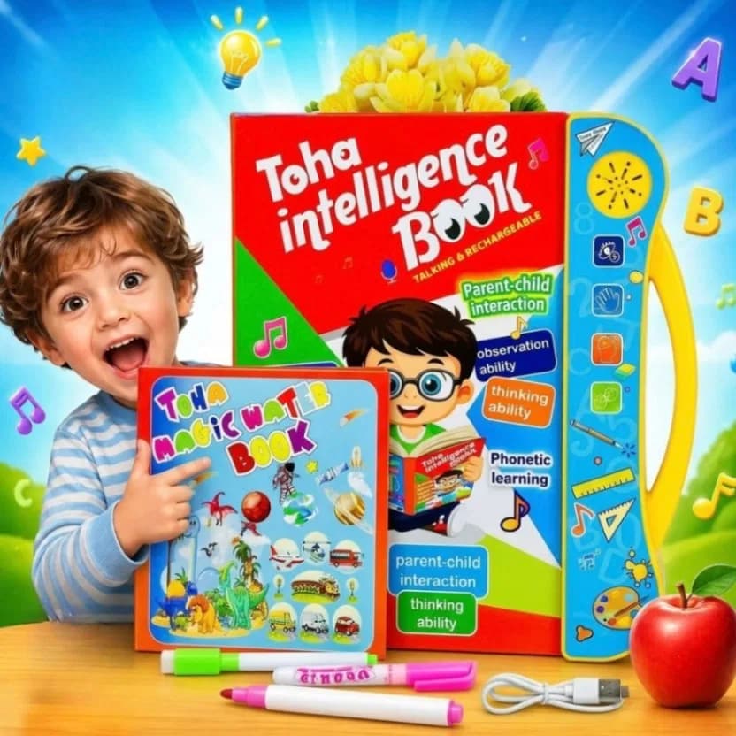 Toha intelligence Book, Toha Rechargeable Intelligence Book for Kids, Baby Learning Book, Baby Educational Talking Book