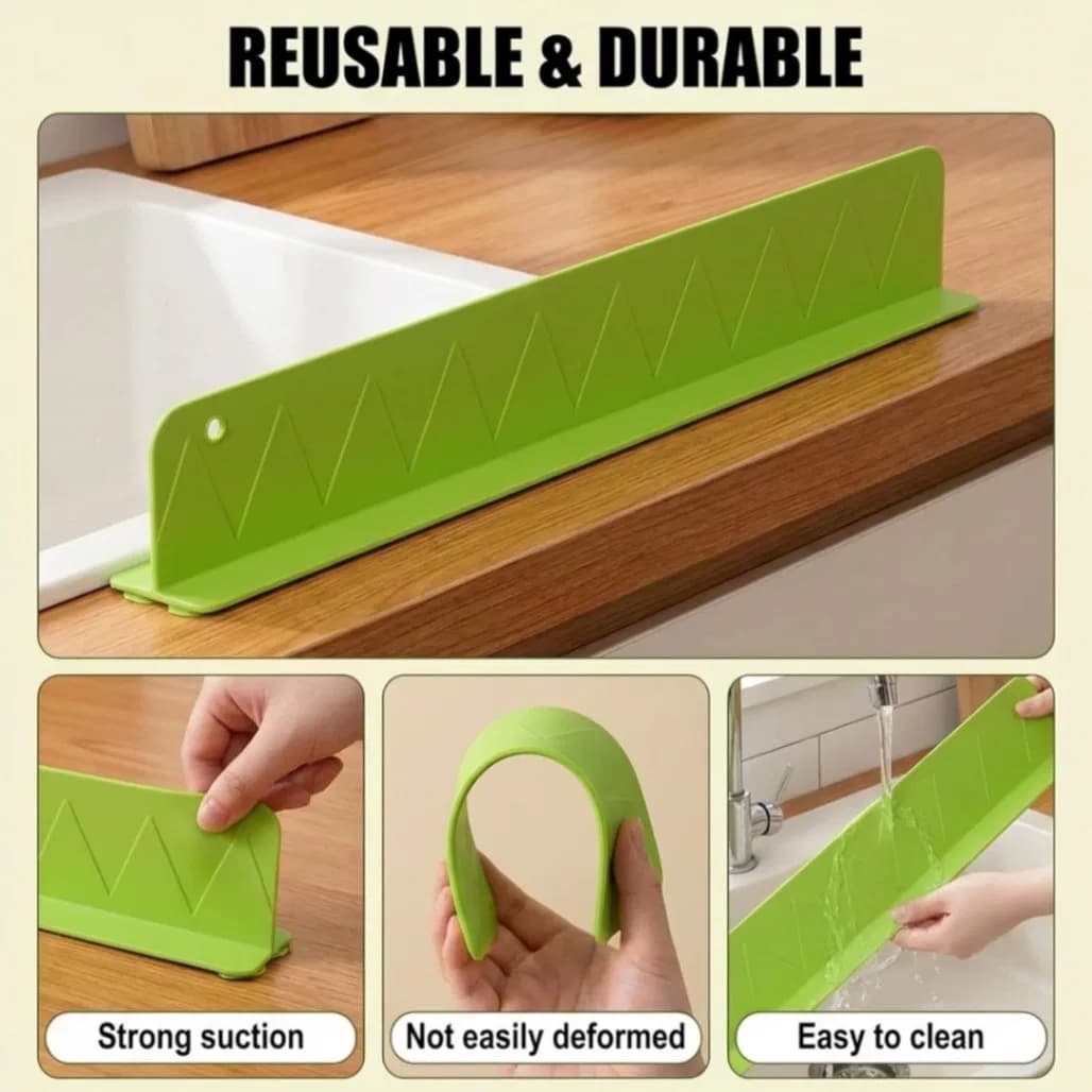 Waterproof Sink Edge Protector Strip, Leak Proof Anti-Splash Water Stopper for Slab, Basin & Bathroom Countertop, Self-Adhesive Water Barrier thumbnail 2