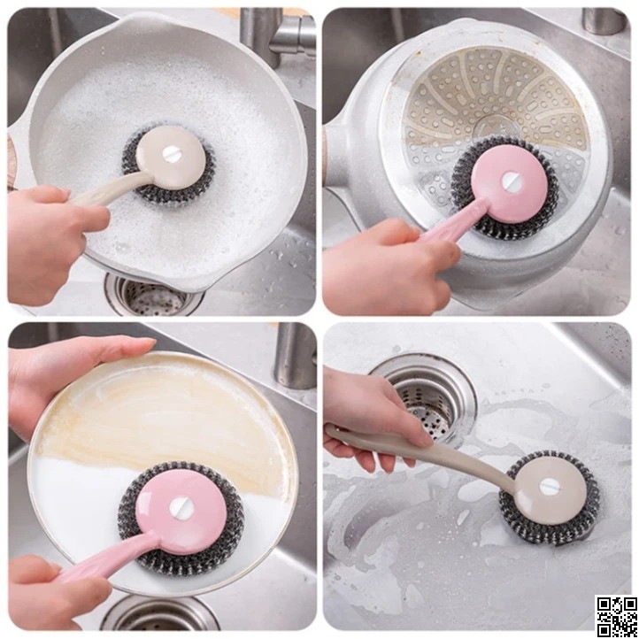 Long Handle Stainless Steel Wire Dishwashing Brush in Bangladesh Heavy Duty Cleaning Brush thumbnail 4