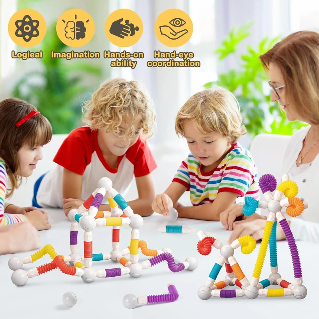 40Pcs Flexible Magnetic Tube Block Toys, Retractable Magnetic Sticks Building Toy Set-Flexible Magnetic Rods & Balls, Educational Building Blocks thumbnail 6