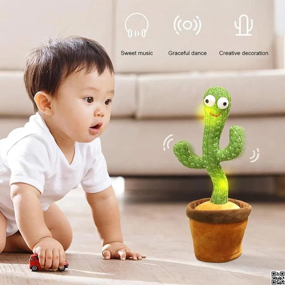 Rechargeable Dancing Cactus Toy Song Singing, Talking, Record & Repeating What You say Electric Cactus thumbnail 2