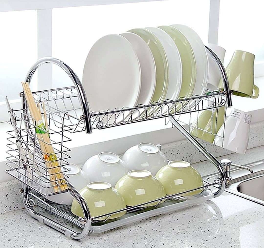 2 Layer Kitchen Dish Rack – Stainless Steel Drying Rack