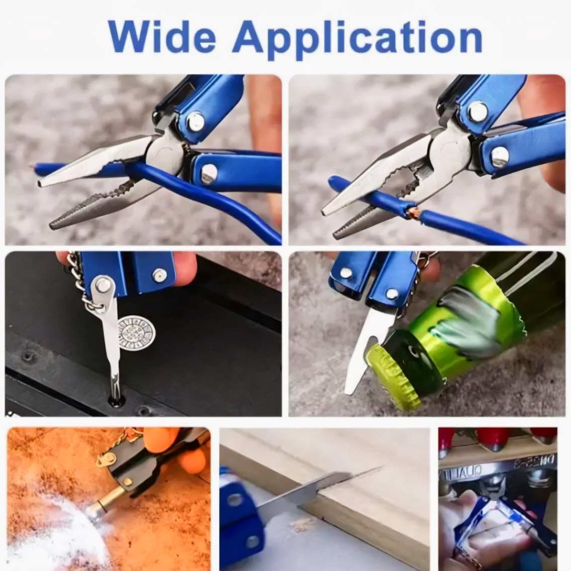 9 in 1 MultiFunctional Hand Piler Tool Keychain, Traveling Tool Micro Pliers Multi function Multi Utility Plier with Built in LED Flash Light thumbnail 6