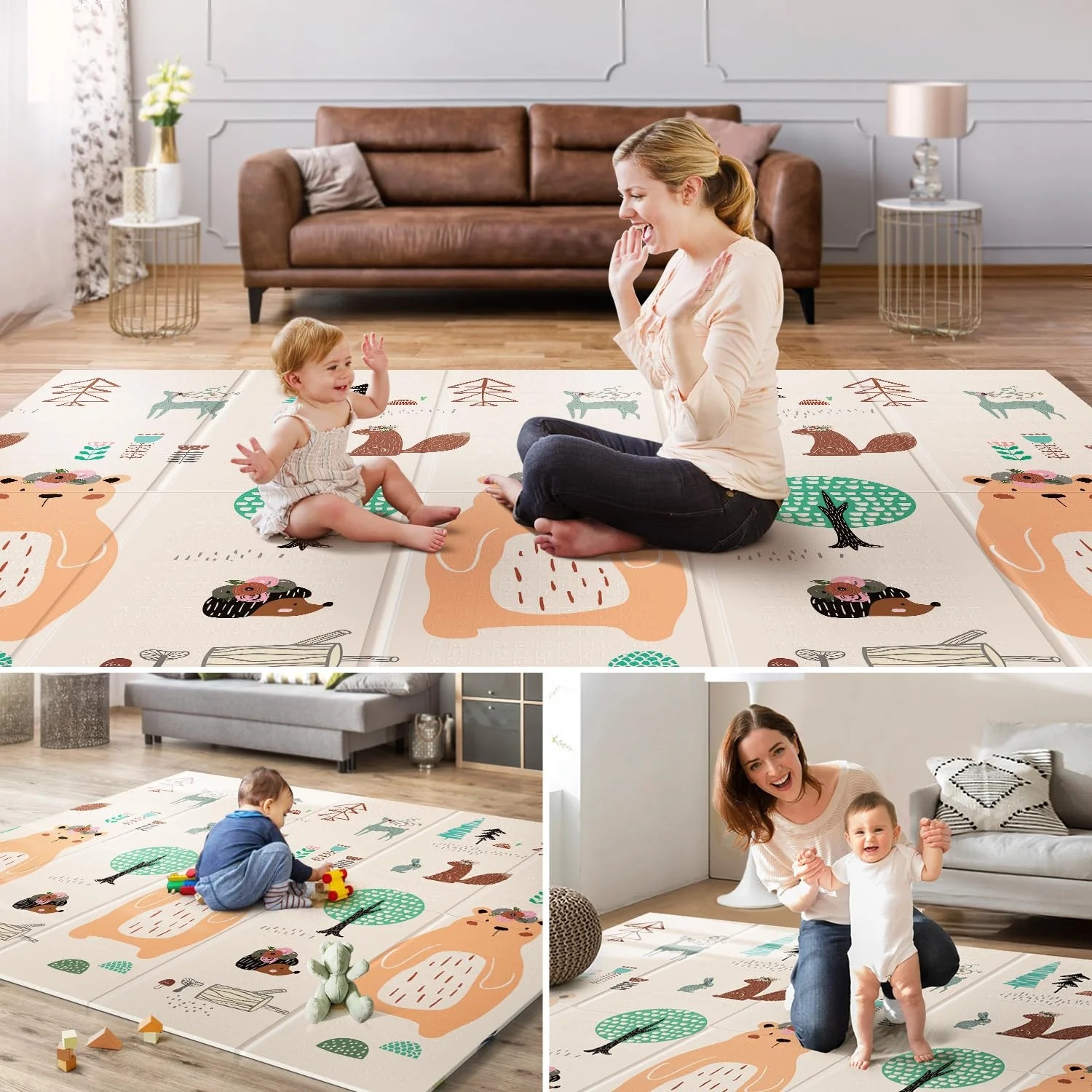 Waterproof Thick Baby Play Mat – Foldable XPE Crawling Mat for Toddlers & Infants (Double-Sided Cartoon Design) thumbnail 4