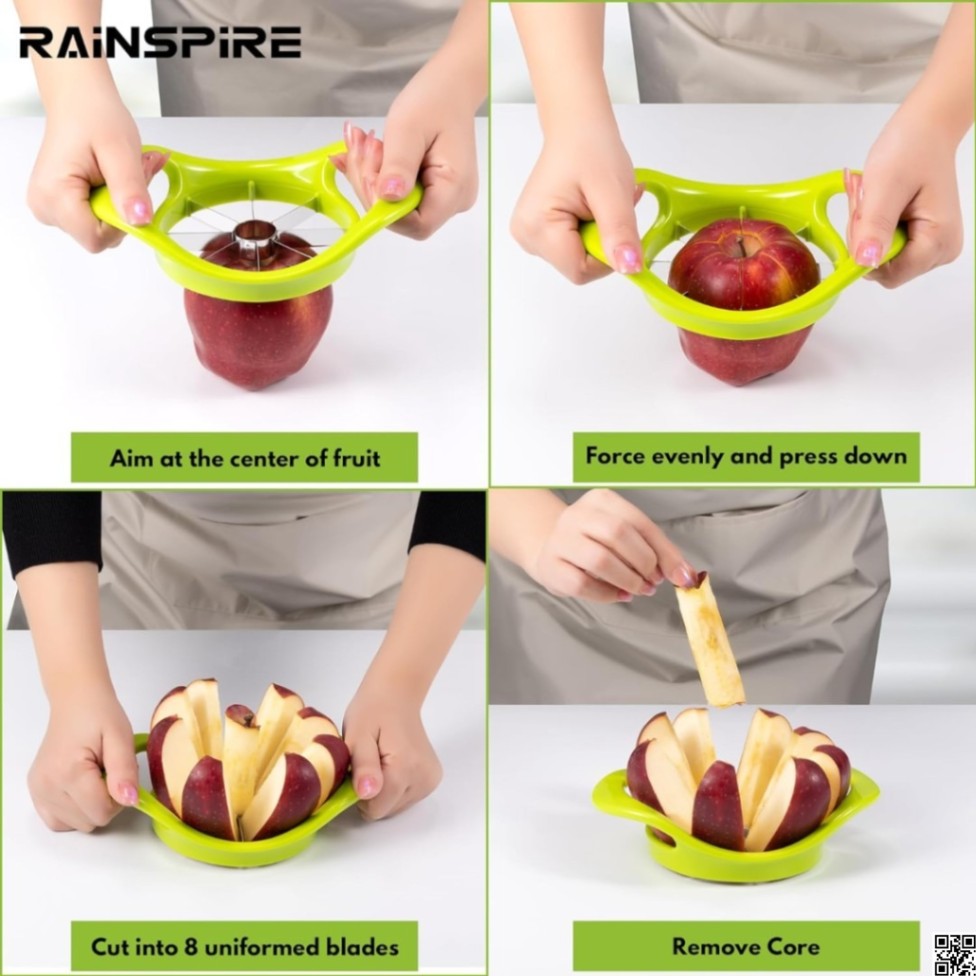 Apple Cutter Slicer – 8-Slice Corer Tool, Stainless Steel Fruit Slicer thumbnail 4