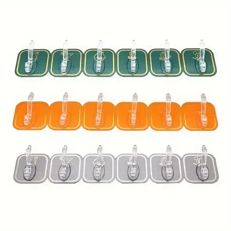 6Pcs Self Adhesive Hook Key Storage Hanger for Kitchen Bathroom Door Wall thumbnail 3