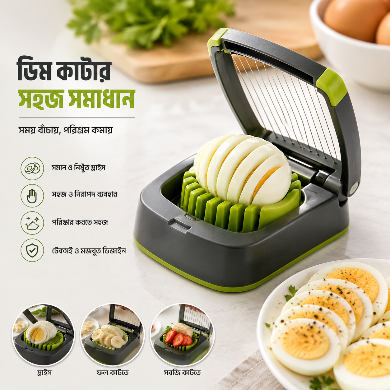 Egg Cutter Slicer – Stainless Steel Multi-Purpose Boiled Egg Slicer