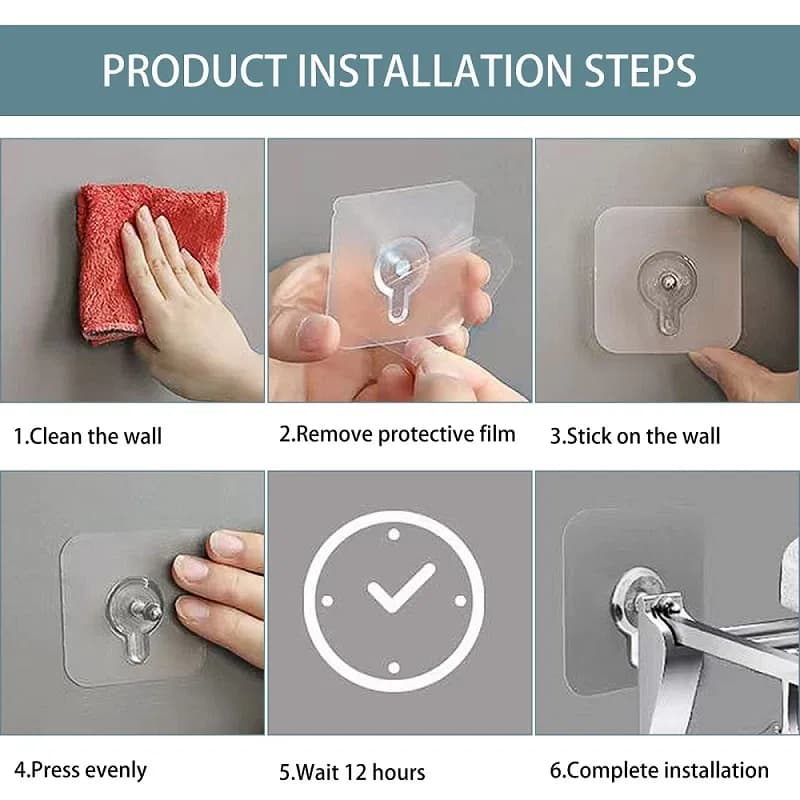 10pcs Self Adhesive Nut Screw Wall Hook, Adhesive Wall Screw Hook Hanger thumbnail 5