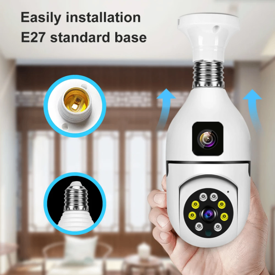 V380 Pro Dual Lens Dual Screen E27 Bulb Camera Two Ways Audio Color Night Vision Smart Home Security Wireless WIFI Indoor Camera thumbnail 7