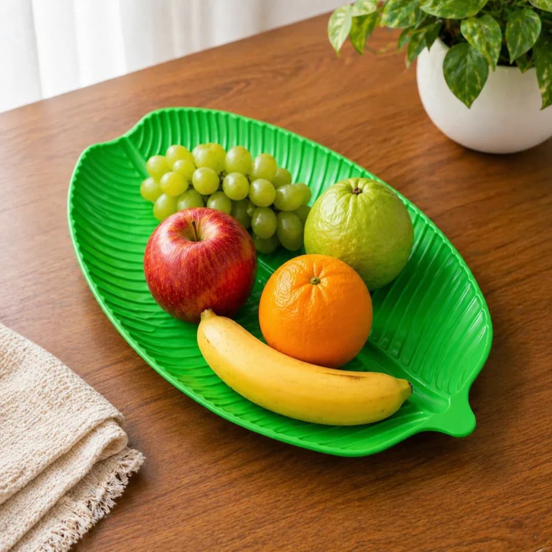 6pcs Combo Banana Leaf Dish Plate, Green banana Leaf Shape Food Serving Plates thumbnail 4