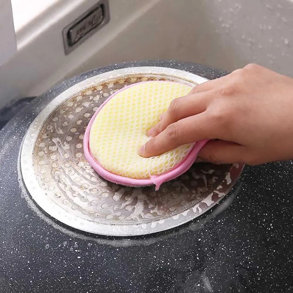 2 Pcs Washing Dishes Sponges Double-Sided Dishwashing Sponge Scrubber Round Non-Scratch Scrub Sponges Pads Kitchen Cleaning Tools for Dishes, Pots, Pans, Sink, Basin thumbnail 2