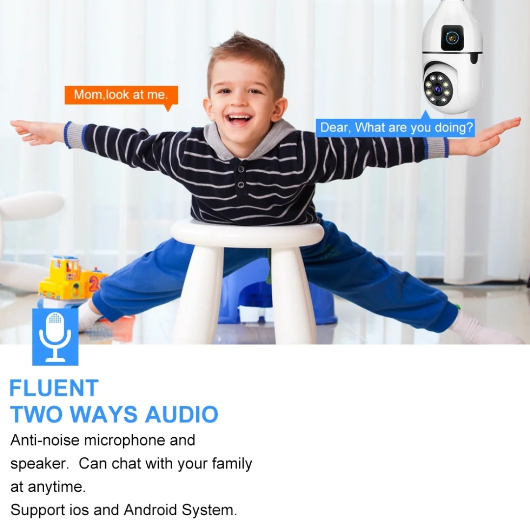 V380 Pro Dual Lens Dual Screen E27 Bulb Camera Two Ways Audio Color Night Vision Smart Home Security Wireless WIFI Indoor Camera thumbnail 5
