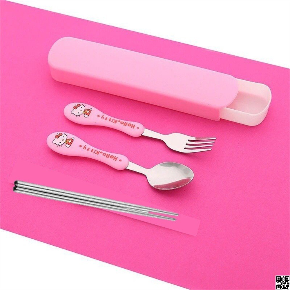 4 in 1 Stainless Steel Spoon, Fork & Chopsticks Set – Portable Travel Cutlery Set thumbnail 3