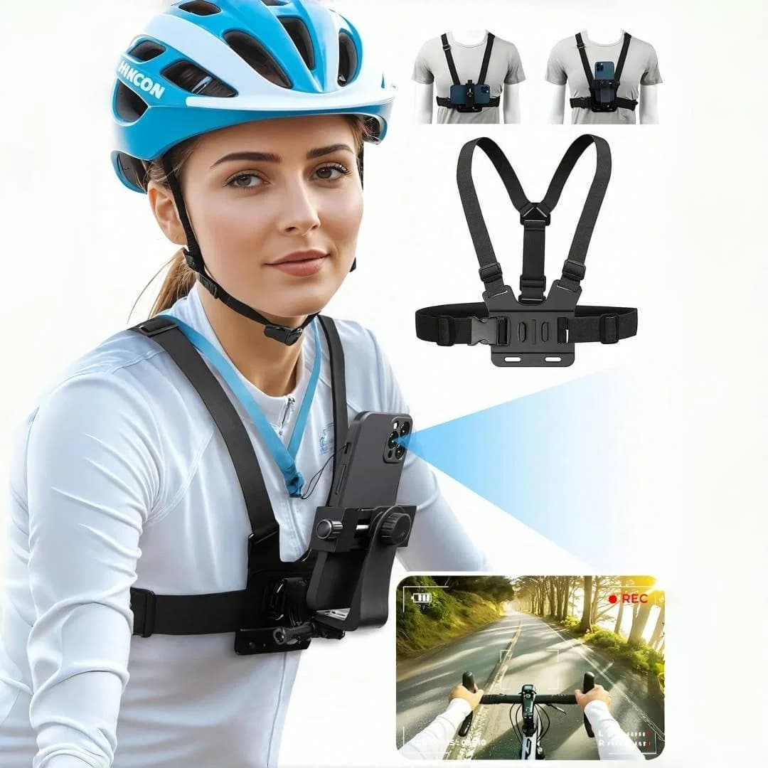 Chest Mount Mobile Phone Holder, Chest Mount Camera Holder, Adjustable Chest Harness Strap Mount Phone Holder