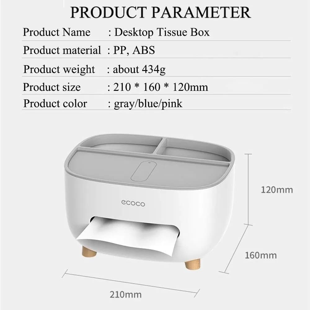 Ecoco Tissue Box, PVC Tissue Box, Multifunctional Box, Pen Holder, Remote Control, Tissue Holder, Storage Box, Cosmetic Tissue Box thumbnail 4