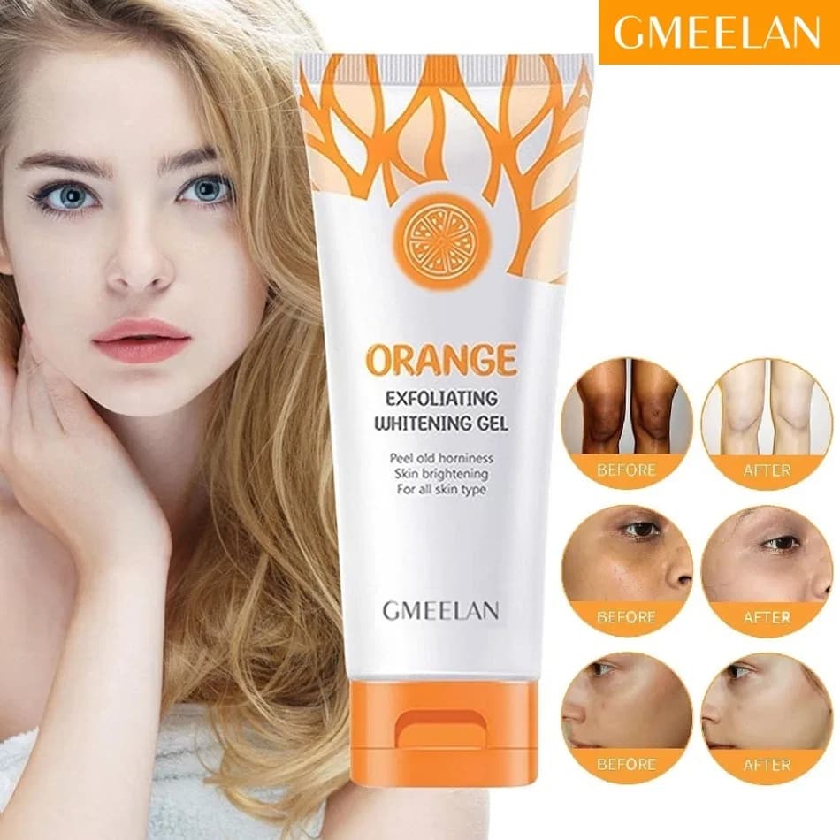 Orange Exfoliating Face Scrub,Orange Face Exfoliator Gel,Orange Gel Scrub Brigtening Skin,Orange Brightening Scrub,Orange Gel Face Scrub For Women,Orange Peeling Gel,Exfoliating Whitening Gel