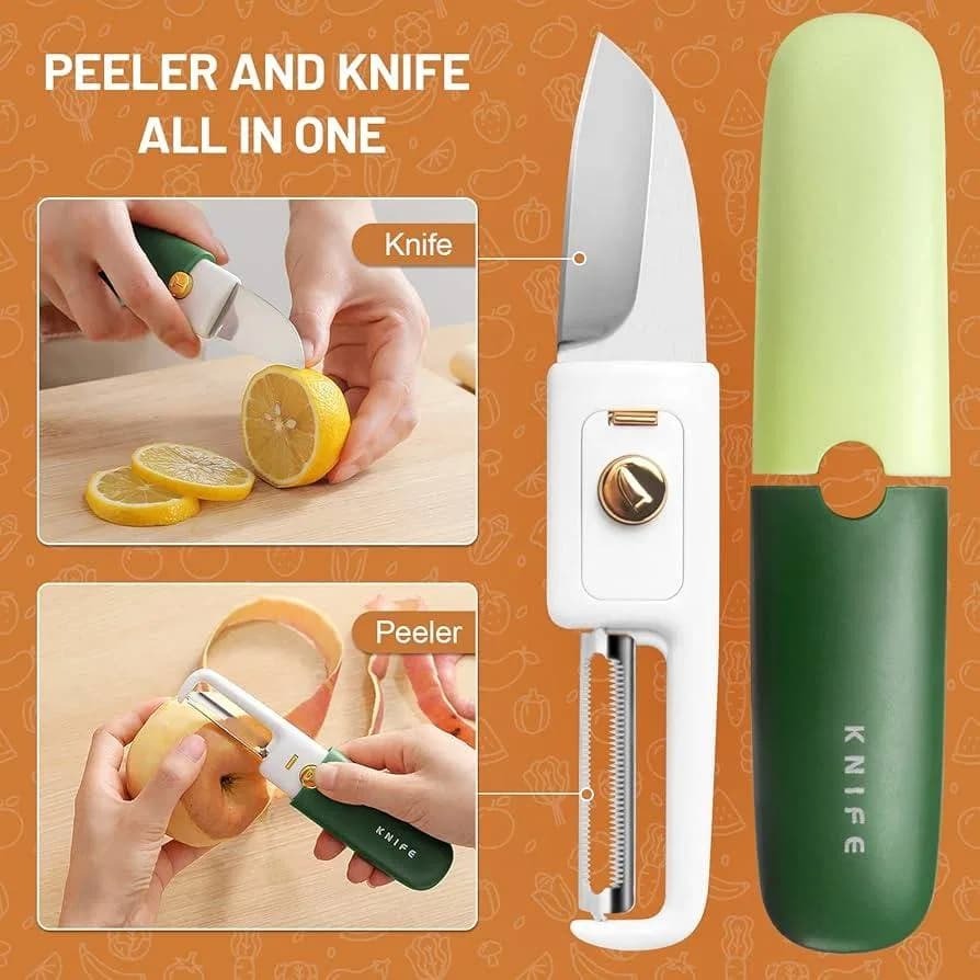 2 in 1 Fruit Knife & Peeler | Dual Function Vegetable Peeler & Fruit Cutting Knife thumbnail 4