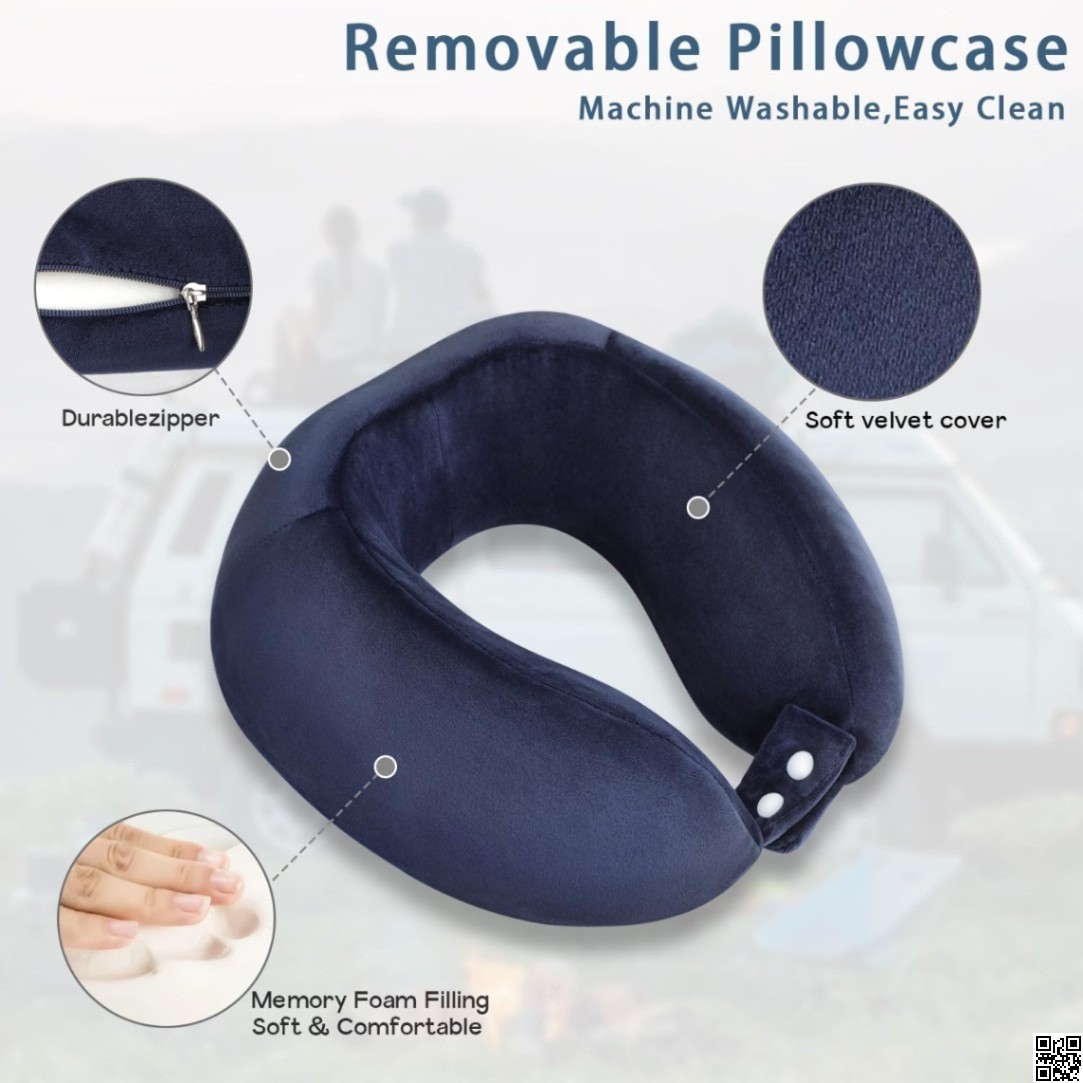 U-Shaped Neck Pillow, Memory Foam Travel Pillow, Comfortable Neck Pillow with Head and Neck Support thumbnail 2