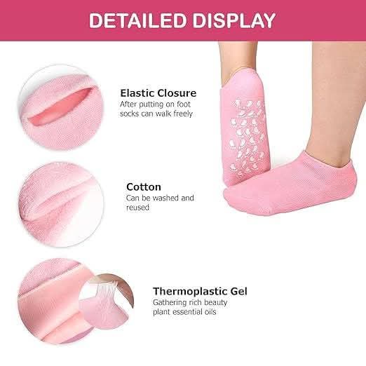 Spa Gel Socks for Cracked Heel Repair – Reusable Spa Gel Socks with Inner Silicone Lining for Dry & Cracked Feet Care thumbnail 6