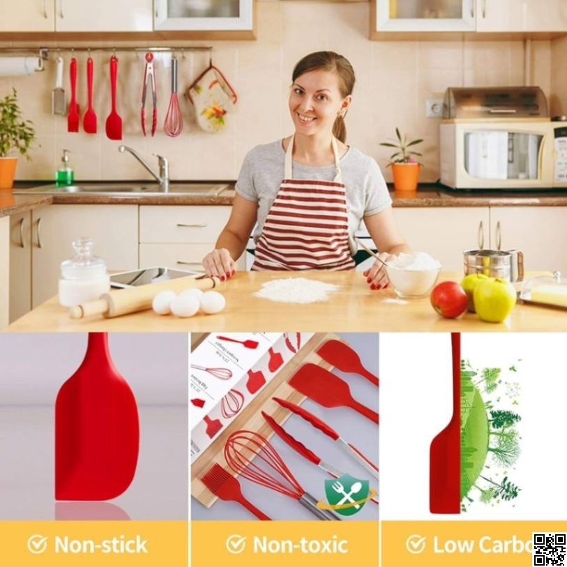 12 Pcs Silicone Kitchen Spoon Set – Cooking & Baking Utensils thumbnail 6