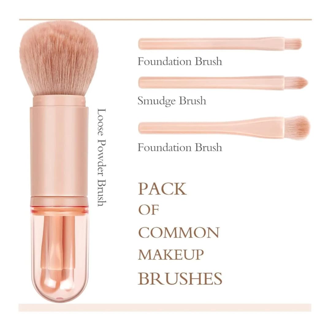 4 in 1 Makeup Brush Set, Professional Cosmetic Makeup Brushes-use Retractable Mini Facial Makeup Tool thumbnail 3