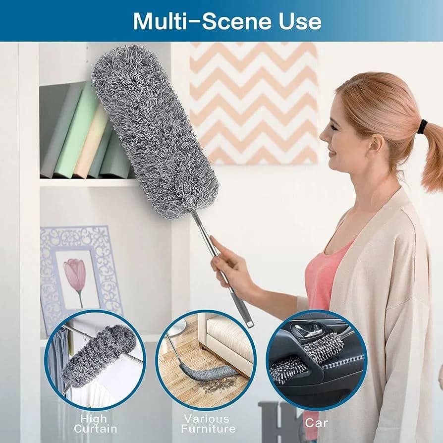 Extendable Flexible Duster for Cleaning Complicated Areas and ceiling fan, Long Handle Microfiber Feather Ceiling Duster for Dust Cleaning with extendable Pole thumbnail 5