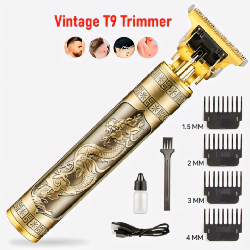 Vintage T9 Trimmer Professional Hair Clipper USB Rechargeable Beard Trimmer Hair Cutting Machine