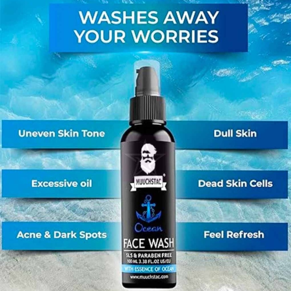Muuchstac Ocean Face Wash for Men (100ml) - Anti-Acne & Oil Control Cleanser thumbnail 7
