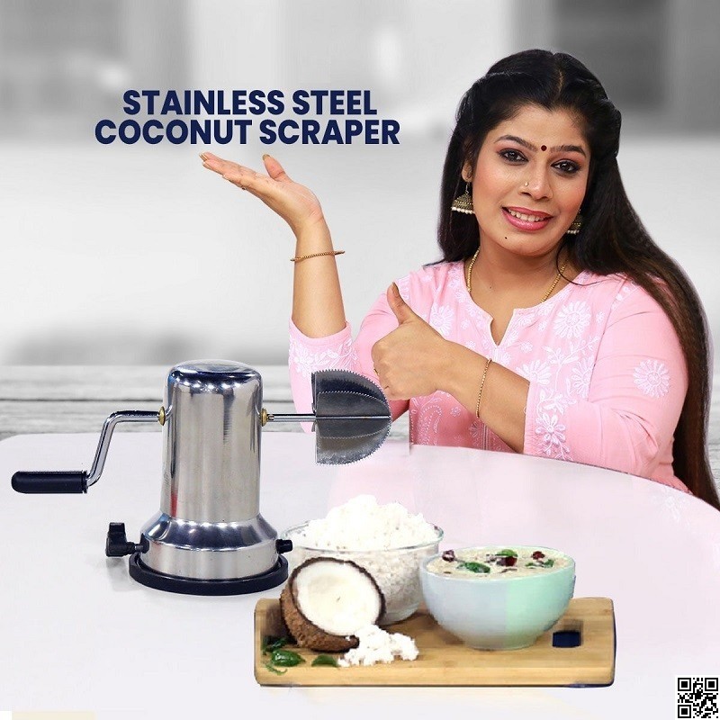 Manual Coconut Scraper – Stainless Steel Coconut Grater Machine thumbnail 4