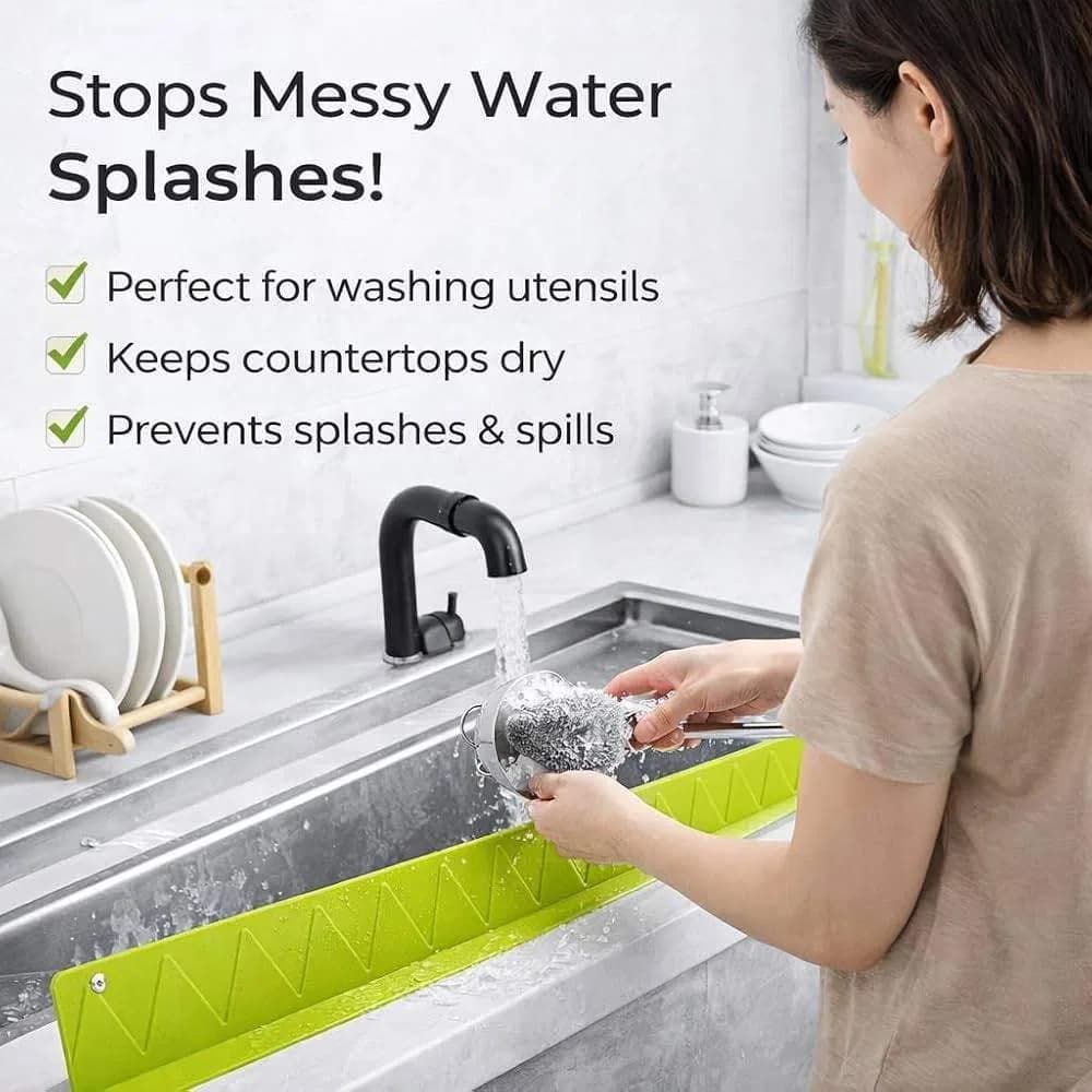 Waterproof Sink Edge Protector Strip, Leak Proof Anti-Splash Water Stopper for Slab, Basin & Bathroom Countertop, Self-Adhesive Water Barrier
