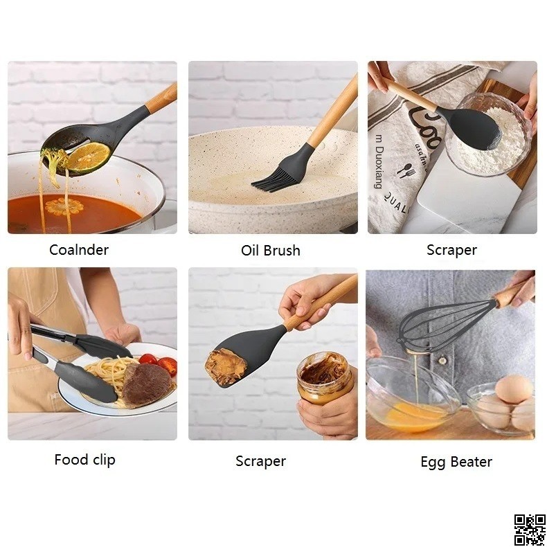 12 Pcs Silicone Kitchen Spoon Set – Cooking & Baking Utensils thumbnail 3