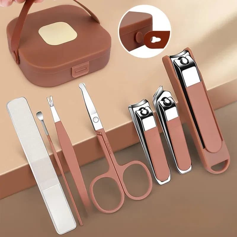Manicure Pedicure Kit Box, 8pcs Nail Set Tool for Manicure Box Professional Pedicure Nail Cutter Set Nail Care Nail Clipper Kit thumbnail 4