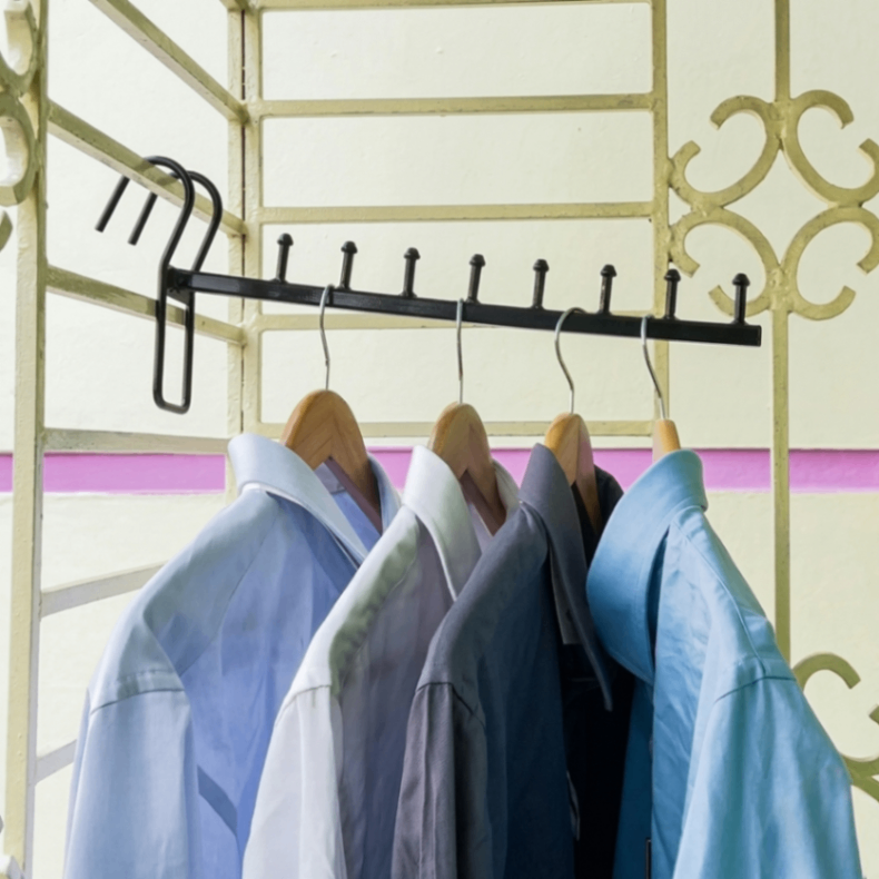 Grill Cloth Hanger Stand, Grill Cloth hanger Balcony shirt hanger metal Coat Rack thumbnail 2