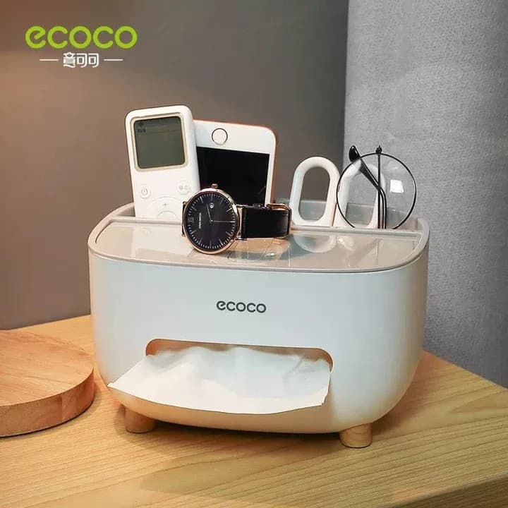 Ecoco Tissue Box, PVC Tissue Box, Multifunctional Box, Pen Holder, Remote Control, Tissue Holder, Storage Box, Cosmetic Tissue Box thumbnail 2