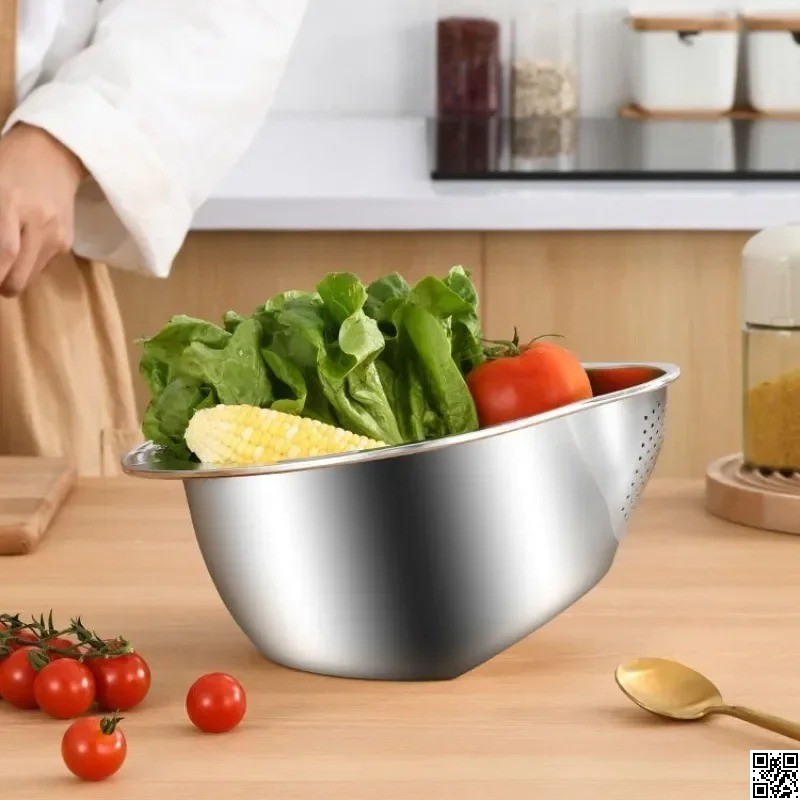 Stainless Steel Rice Washer Strainer Bowl – Multi Functional Rice, Fruit & Vegetable Cleaner thumbnail 4
