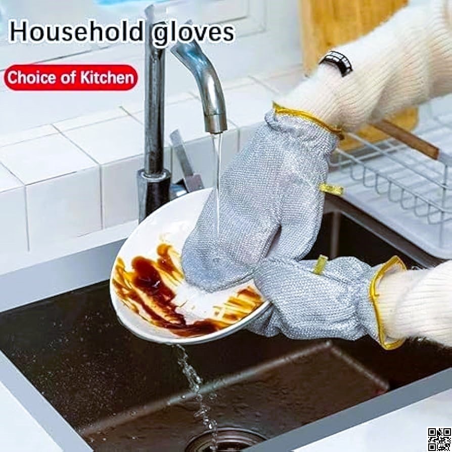 Steel Wire Dish Cleaning Gloves – Waterproof Kitchen Scrubber Gloves
