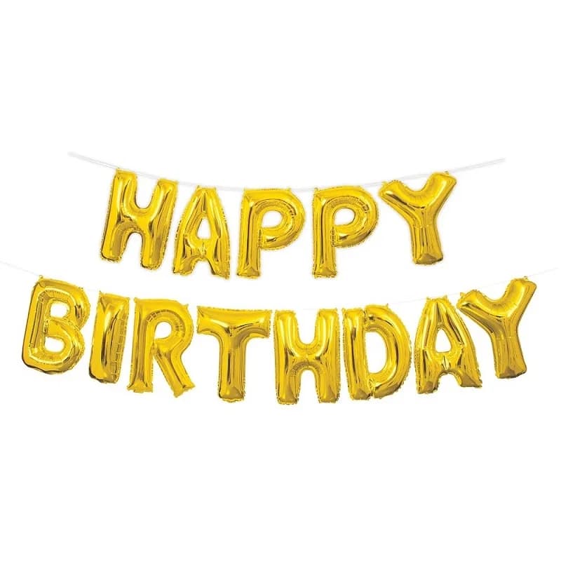 3D Happy Birthday Balloons Banner Inflatable Aluminum Foil