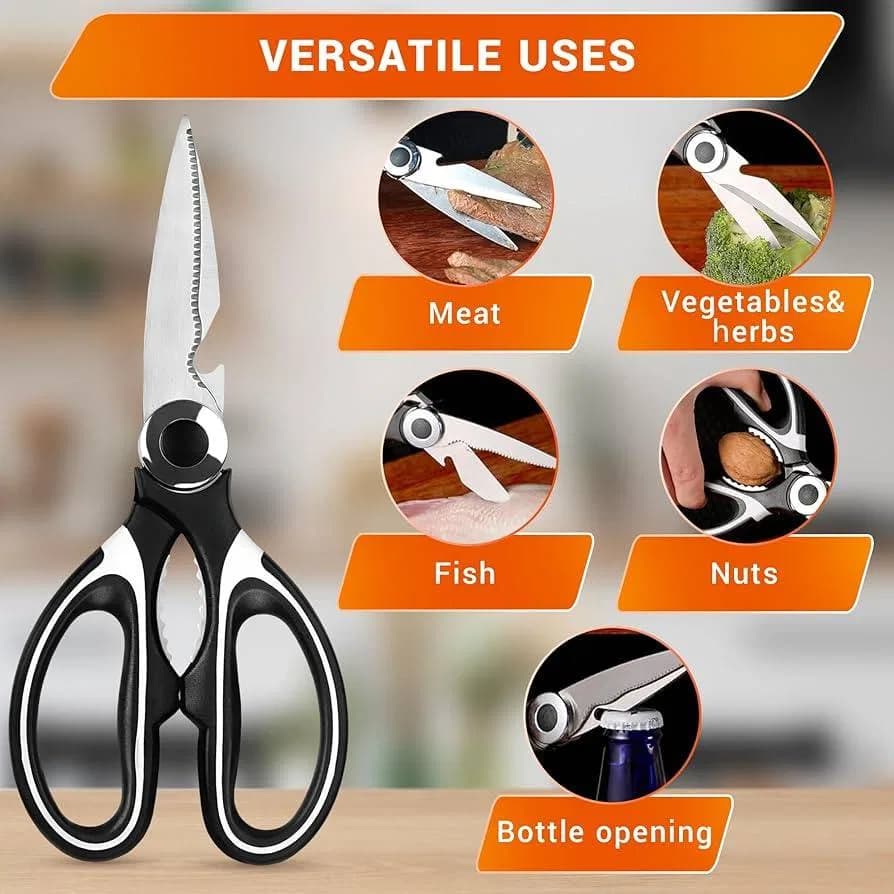 Heavy Duty Kitchen Scissor (Black) – Stainless Steel Multi-Purpose Scissors thumbnail 8