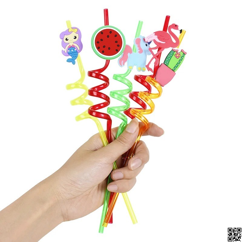 4 Pcs Designer Curly Drinking Straws – Reusable Party Juice Straw thumbnail 3